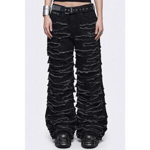 Black Slashed Baggy Jeans
